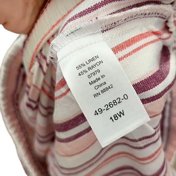 NEW Denim 24/7 Linen Blend Crop Pants Striped Wide Leg Boho Vacation Drawstring - Picture 6 of 7